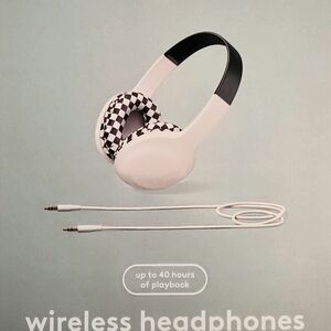 heyday White and Black Checkered Wireless Headphones